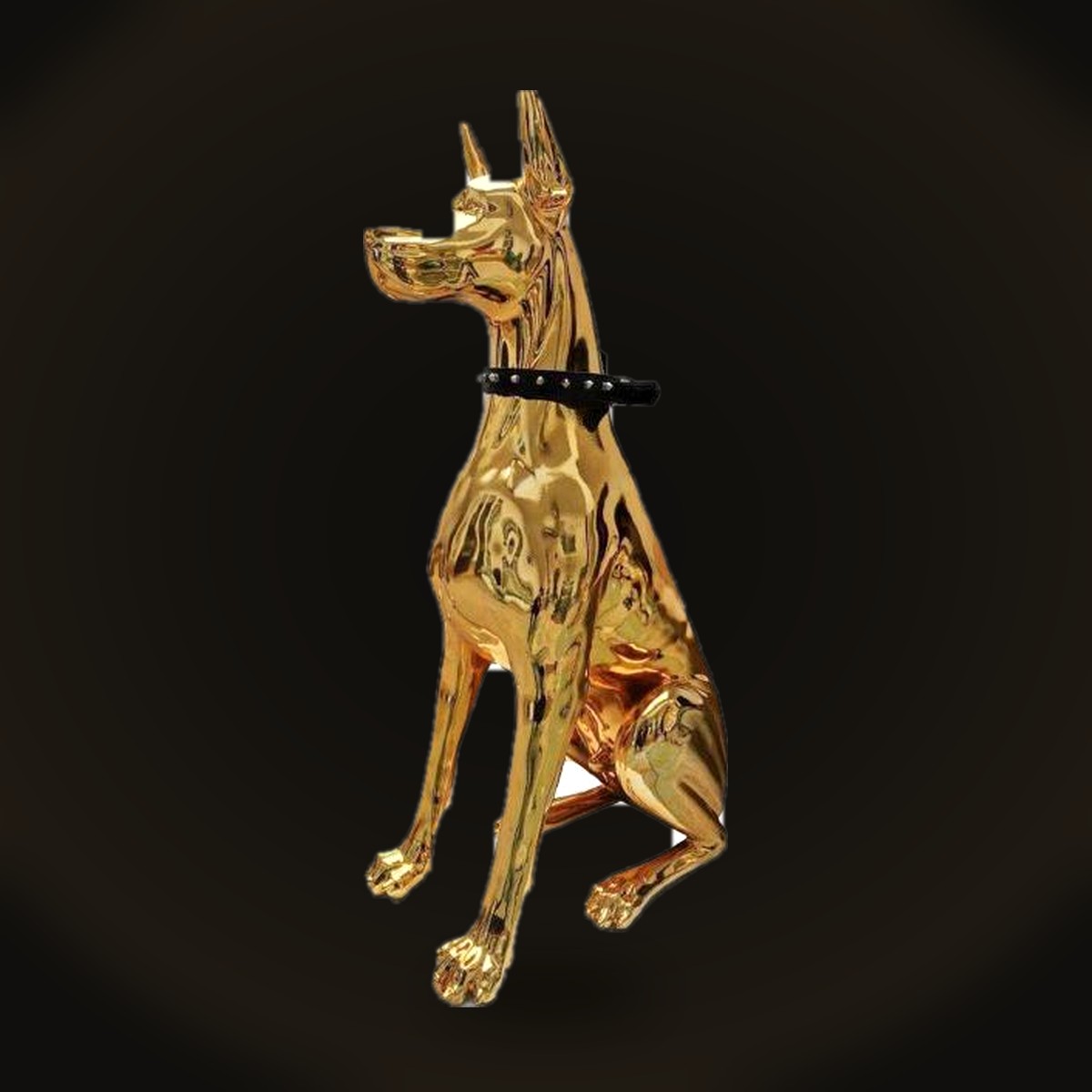 Chromed doberman — mirror gold